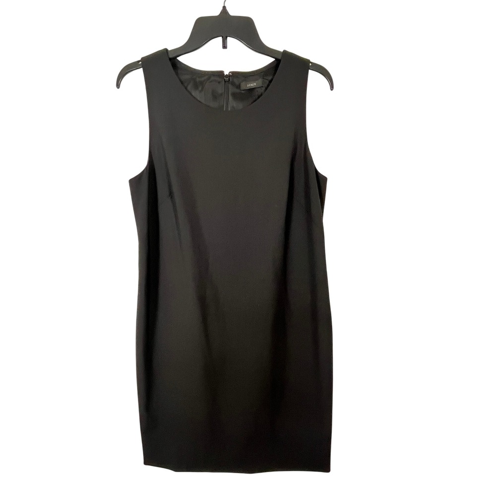 J.Crew Black Wool Blend Sleeveless Sheath Dress Shift Workwear Timeless LBD